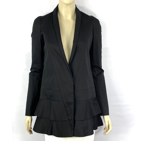 JASMINE DI MILO black cotton ruffle blazer 4 - Picture 5 of 11